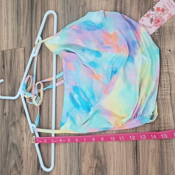 NWT Shein rainbow multi color halter crop top size XS - Picture 6 of 6